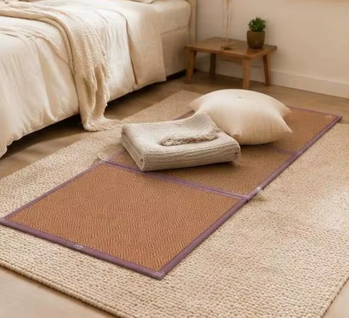 Tatami pliable 1 personne dans une chambre avec coussin