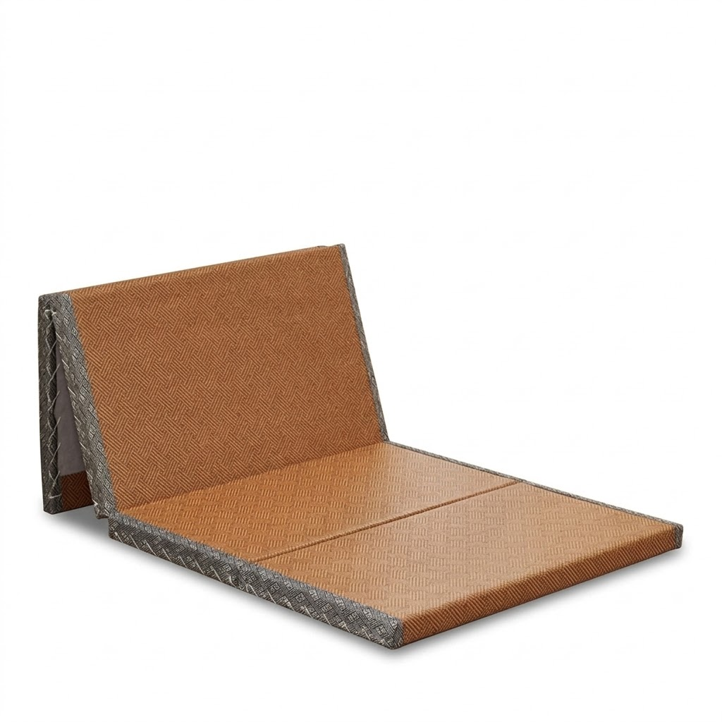 Tatami pliable rotin et coco 90x200 sur fond blanc